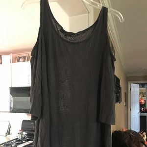 Dark gray cold shoulder shirt